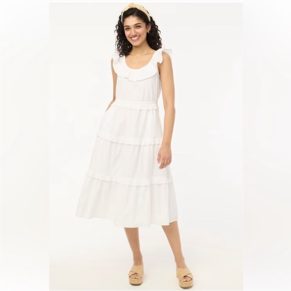 J Crew Dress 8P Tiered White